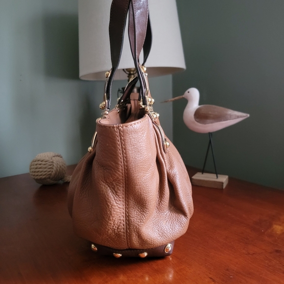 Michael Kors Joplin Satchel in Tan & Brown Leather with Gold-tone Hardware - Picture 6 of 16